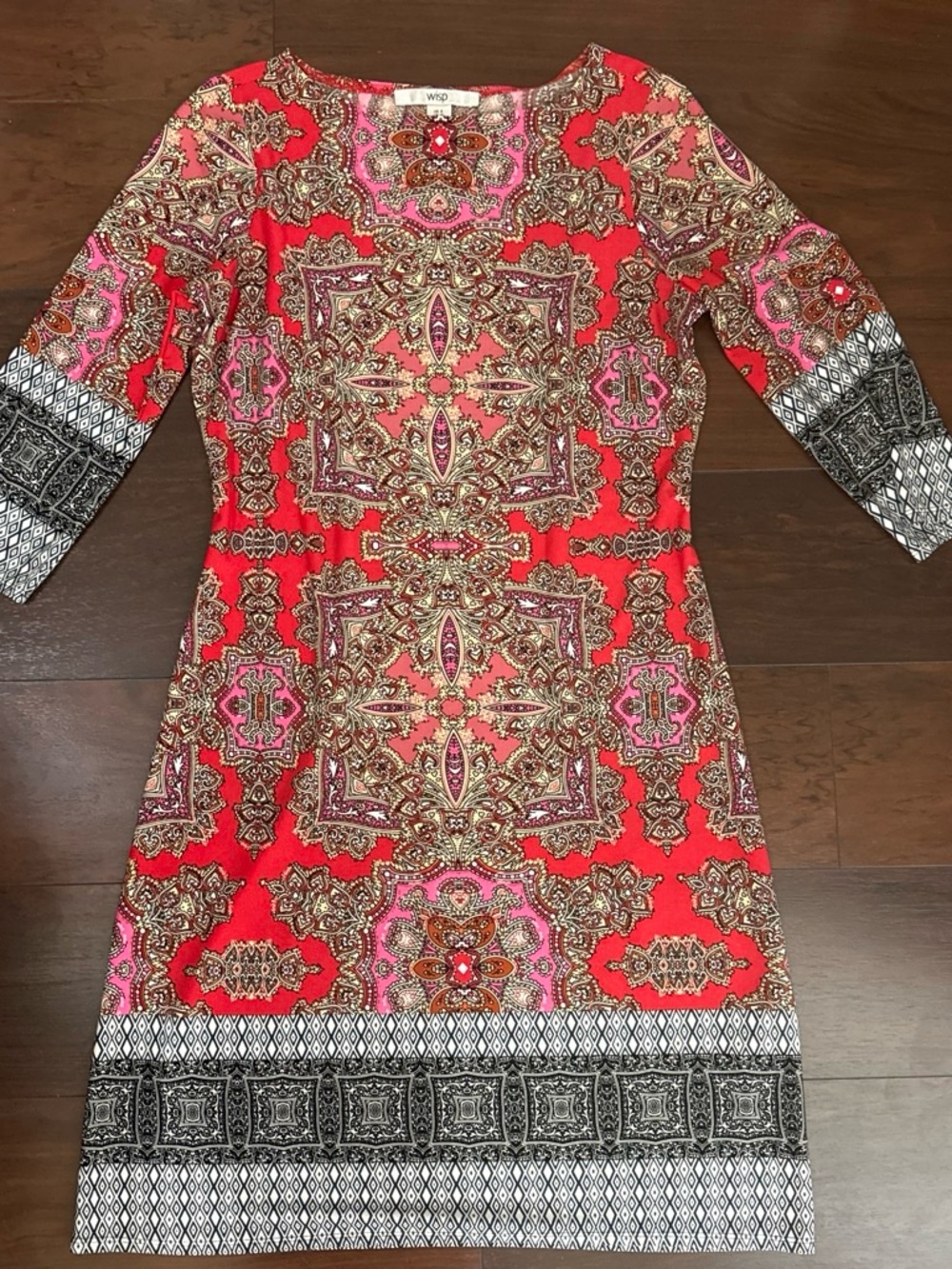 Wisp Red & Pink Printed Mini Dress